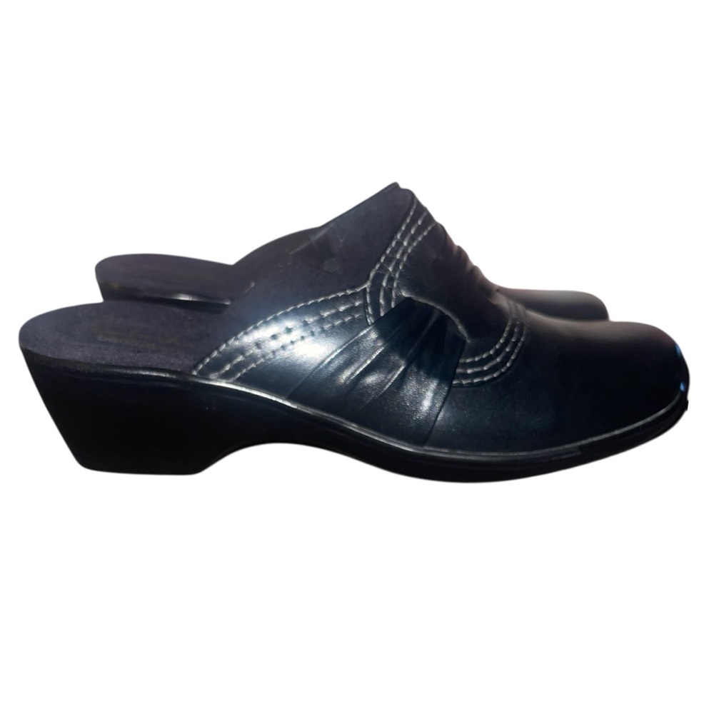 Clarks Bendables Women's Leather Slip On Clog Size 6.5 Black Comfort Shoe…New - Picture 7 of 9